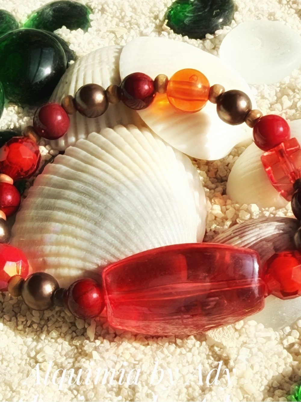 Americana + SUMMER + Acrylic and red turquoise bracelet
